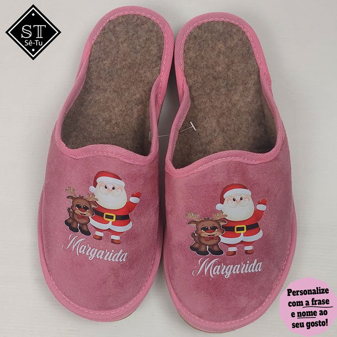 Chinelos Rena + Pai Natal (Nome)